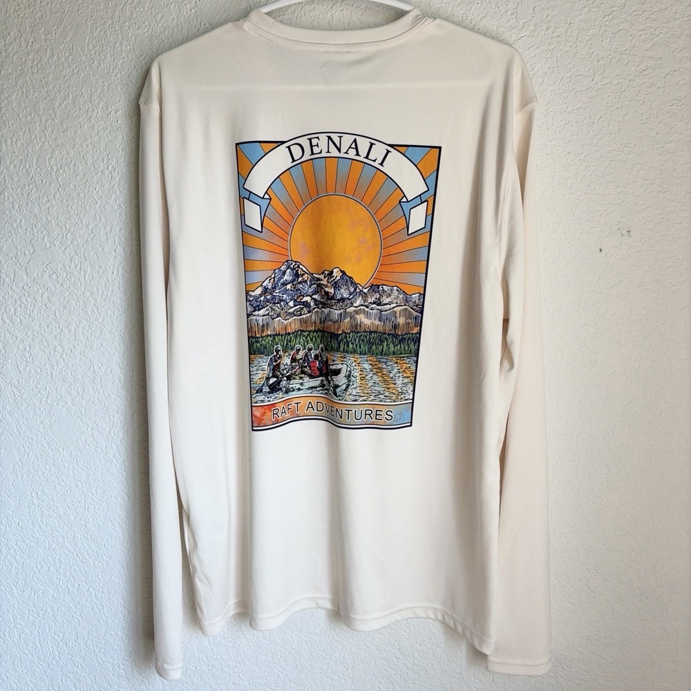 Retro Denali Raft Adventure Dry fit Long Sleeve T Shirt Men's Medium Alaska